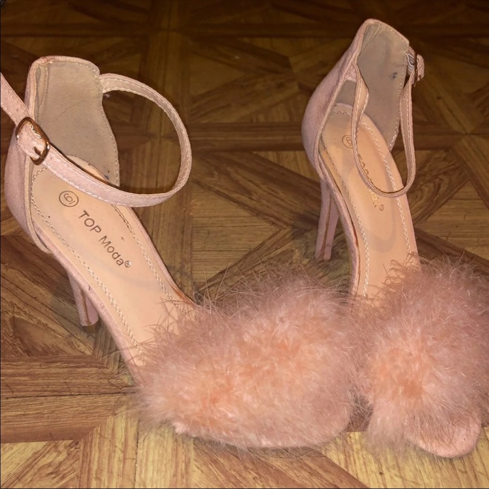 Blush Faux Fur Heels